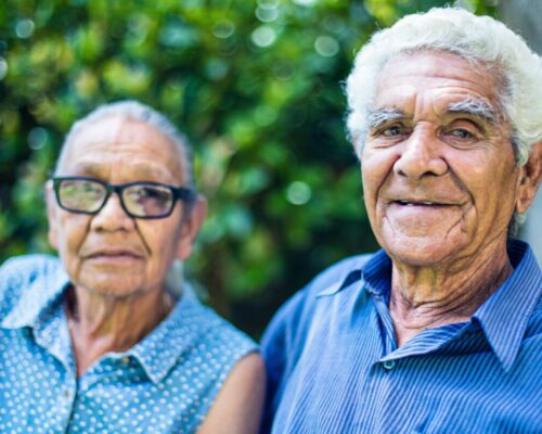 Happy aboriginal senior couple portrait