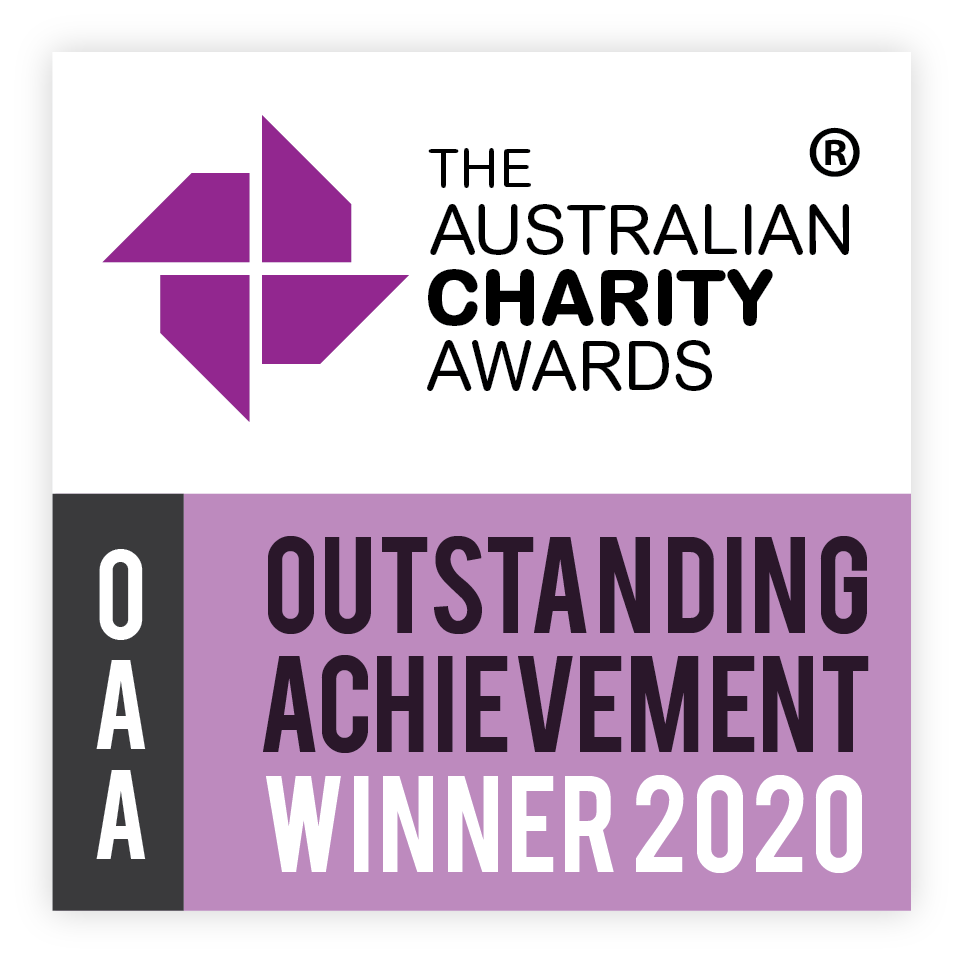 Logo for the Australian Charity Awards Outstanding Achievement Winner 2020
